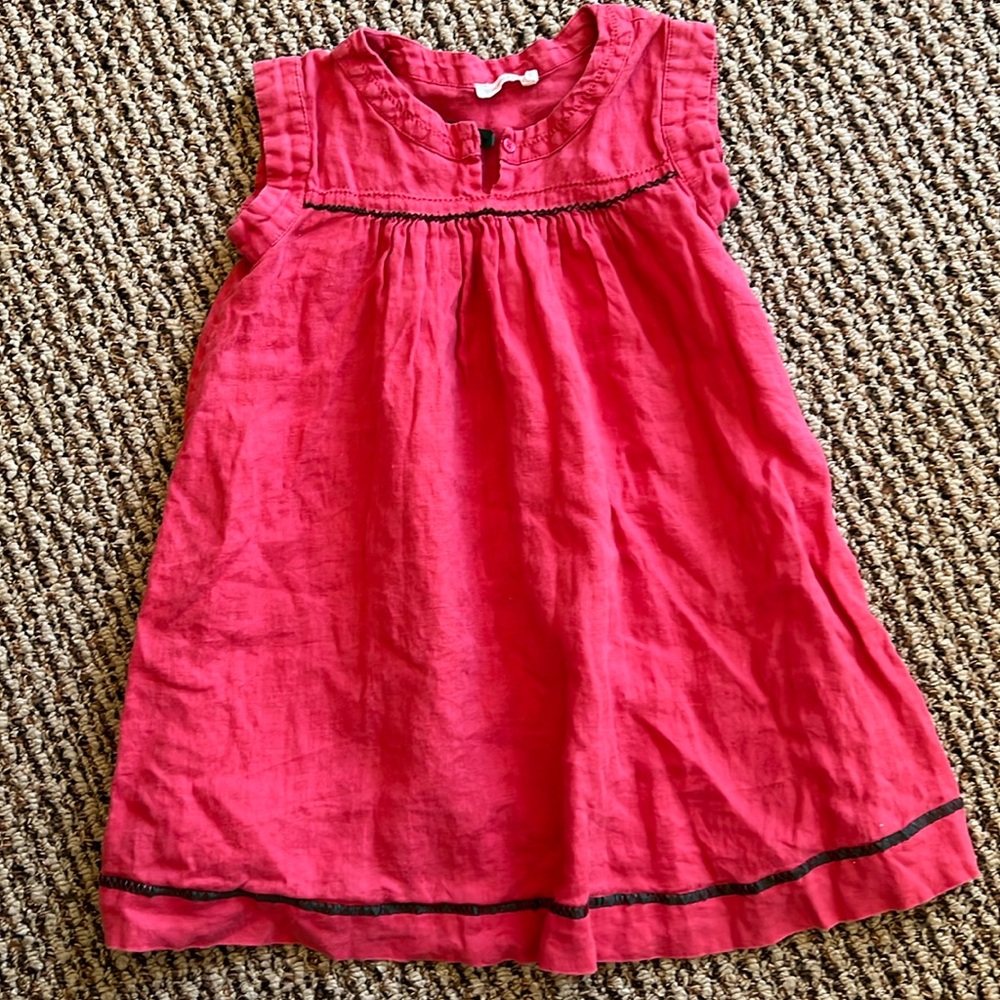 Monopric girls size 5 linen red dress euc